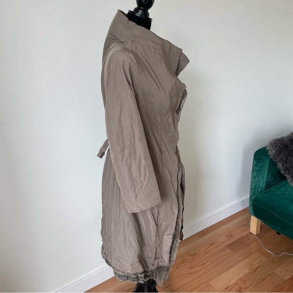 SCALA 12 Brown Wool Blend Asymmetric Closure Tie Back Lagenlook Coat EUC Size 44 - Picture 4 of 10